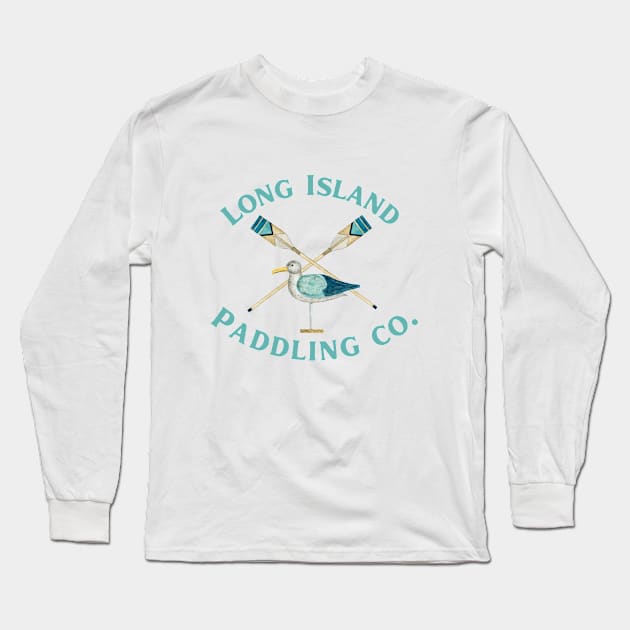 Long Island Paddling Co. Watercolor Paddles and Bird Long Sleeve T-Shirt by LongIslandPaddlingCo